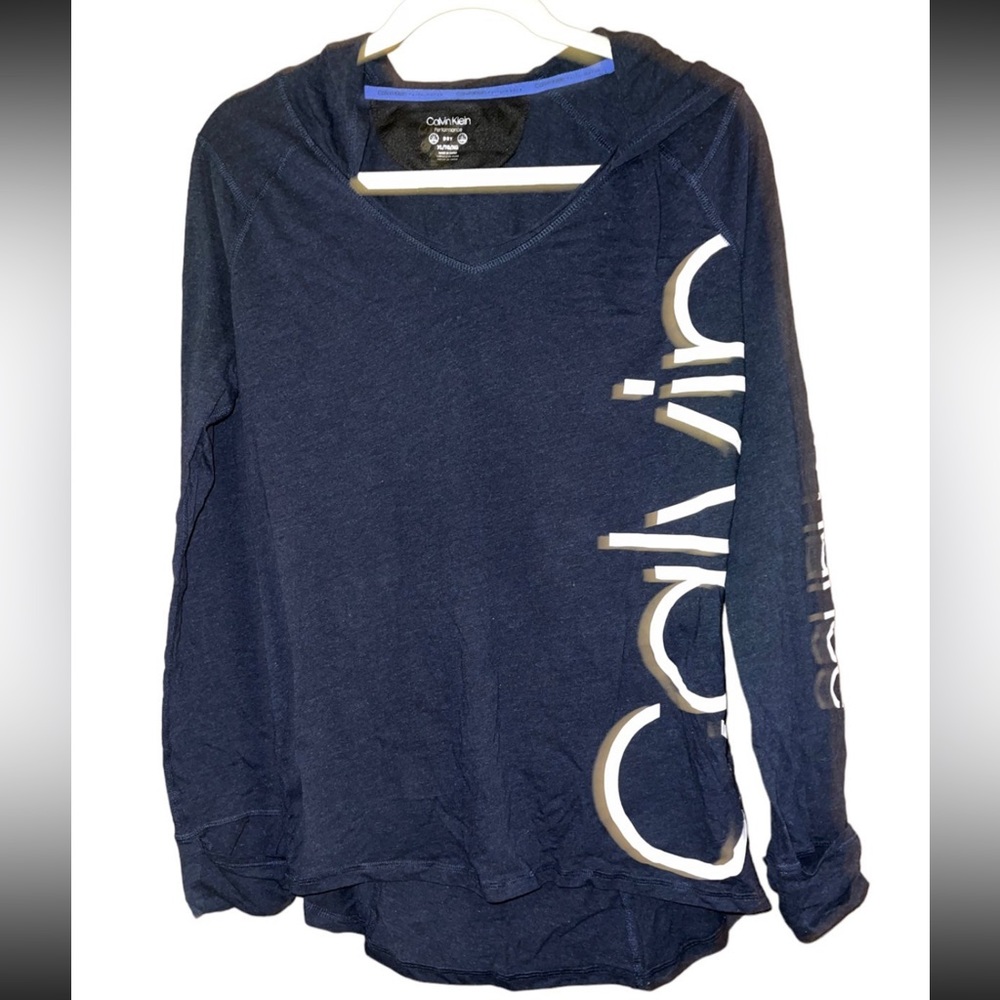Calvin Klein long sleeve navy shirt with hoodie